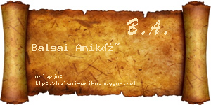 Balsai Anikó névjegykártya